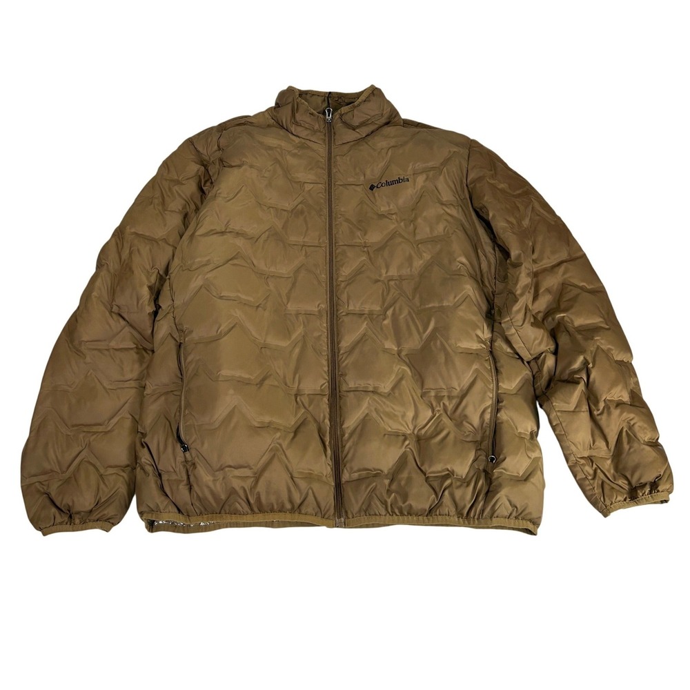 Columbia Mens Delta Ridge Down Puffer Jacket Brown XL Omni-Heat Insulated
